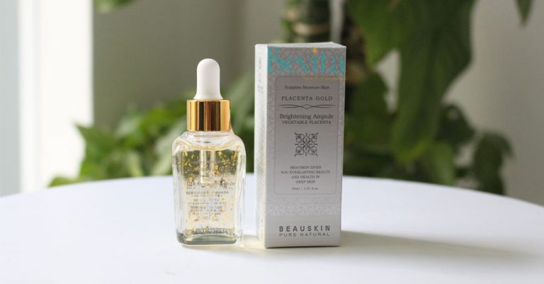 Tinh chất chống lão hóa Beauskin Placenta Gold Brightening Ampoule được chiết xuất từ vàng 24K