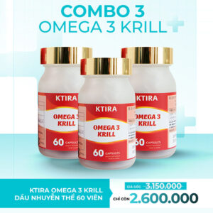 Omega 3 Krill Oil dầu nhuyễn thể Ktira của Nhật 60 viên (Combo 3 hộp chỉ 2,6 Triệu)